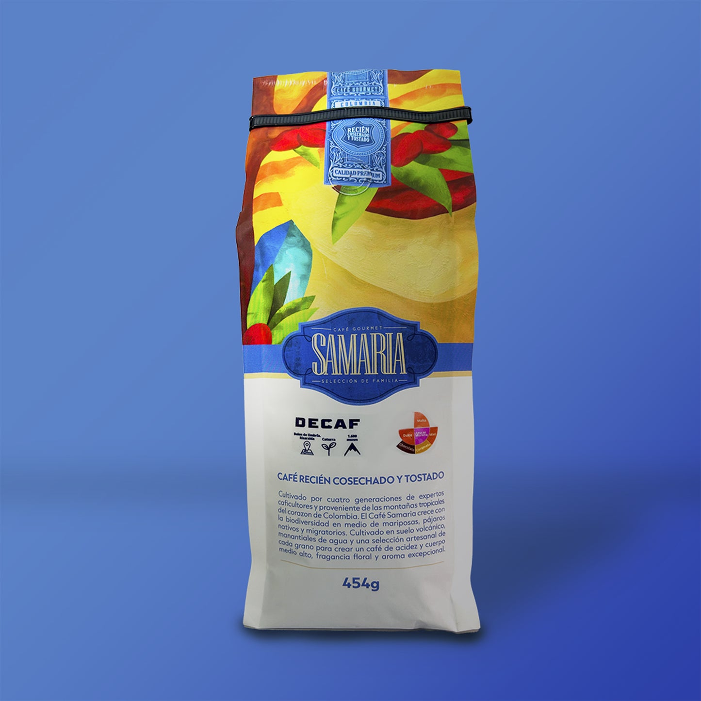 Libra de café Gourmet Samaria Descafeinado